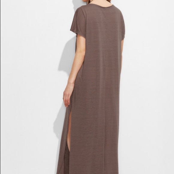 Brown short sleeves split side Maxi dress - Picture 3 of 7